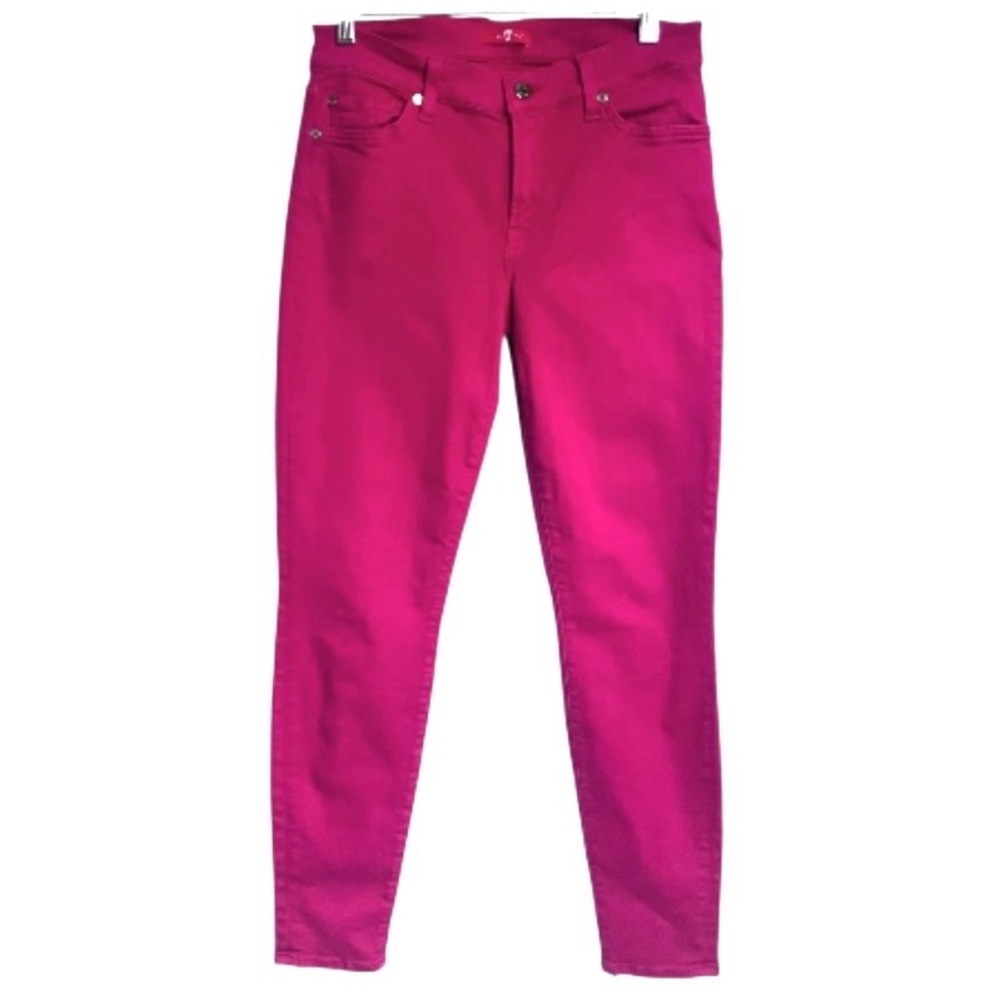 7 For All Mankind Hot Pink Stretch Skinny Jeans 9” Rise 27” inseam 30” waist 27